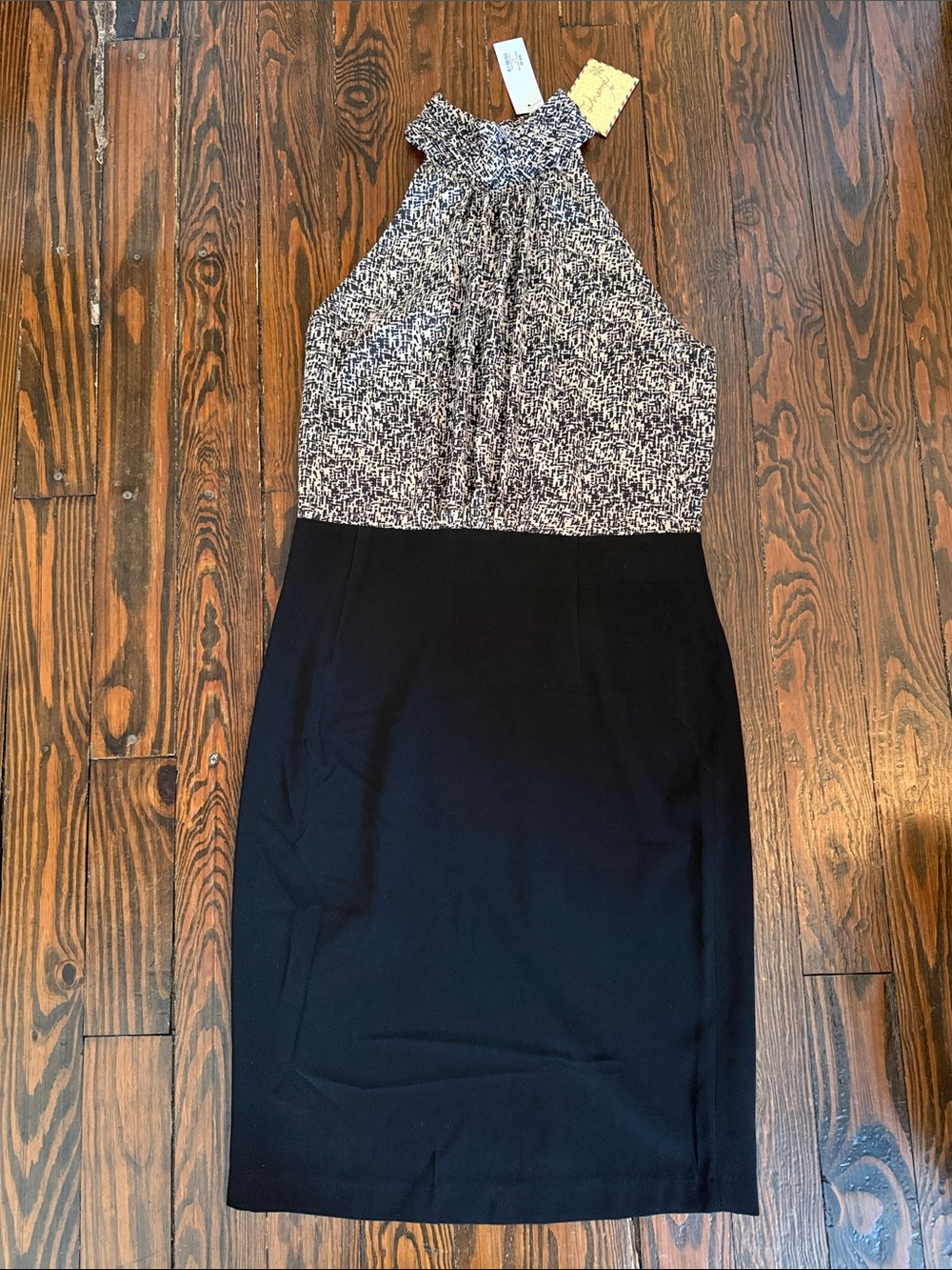 Goldy + Mac Theme Black and Cream Printed Sleeveless Dress
